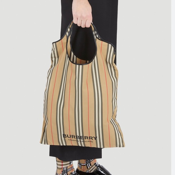 BURBERRY Pocket Packaway Icon Stripe Tote - NEW - Picture 6 of 9